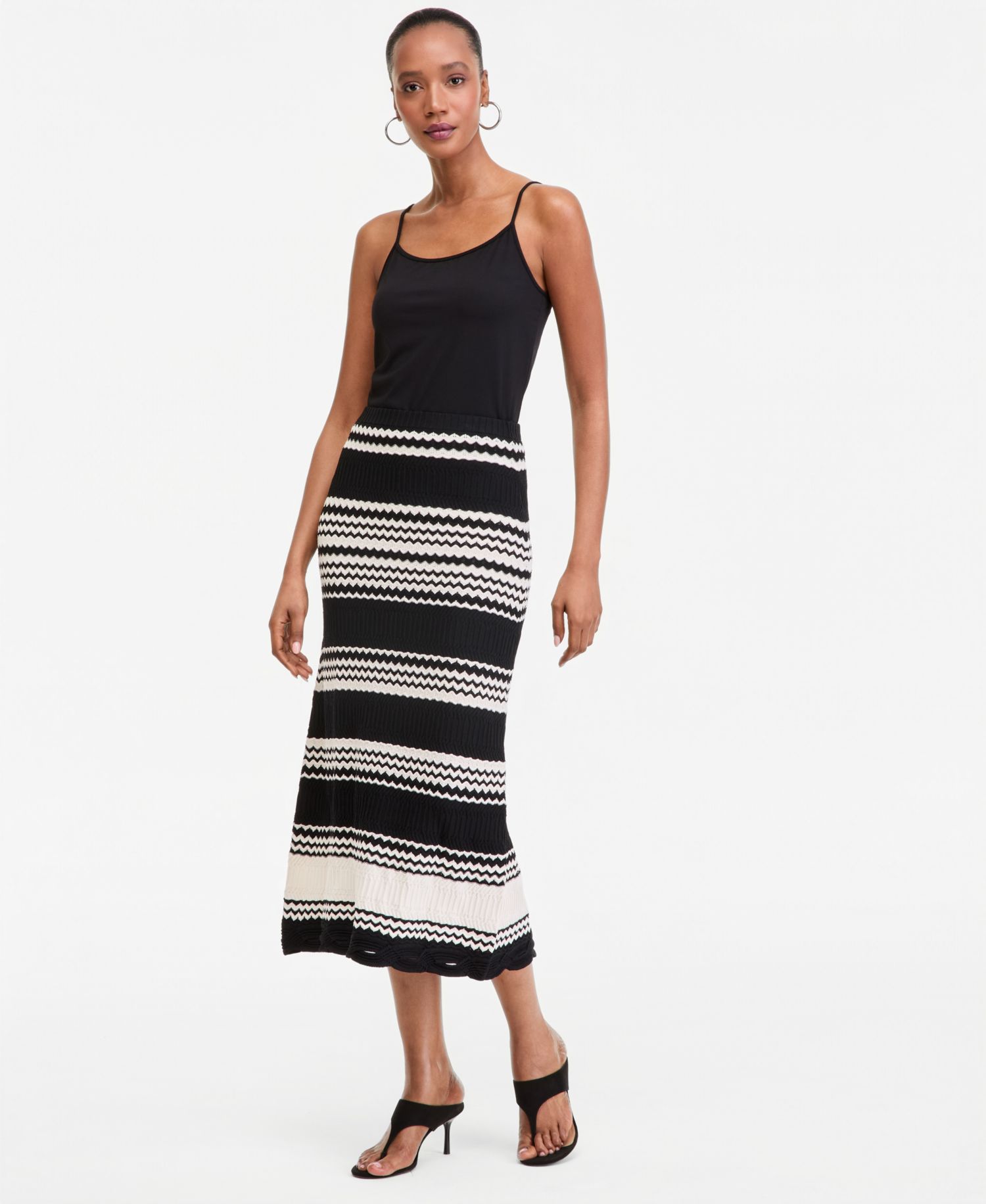 Women's Stripe Crochet Midi Skirt