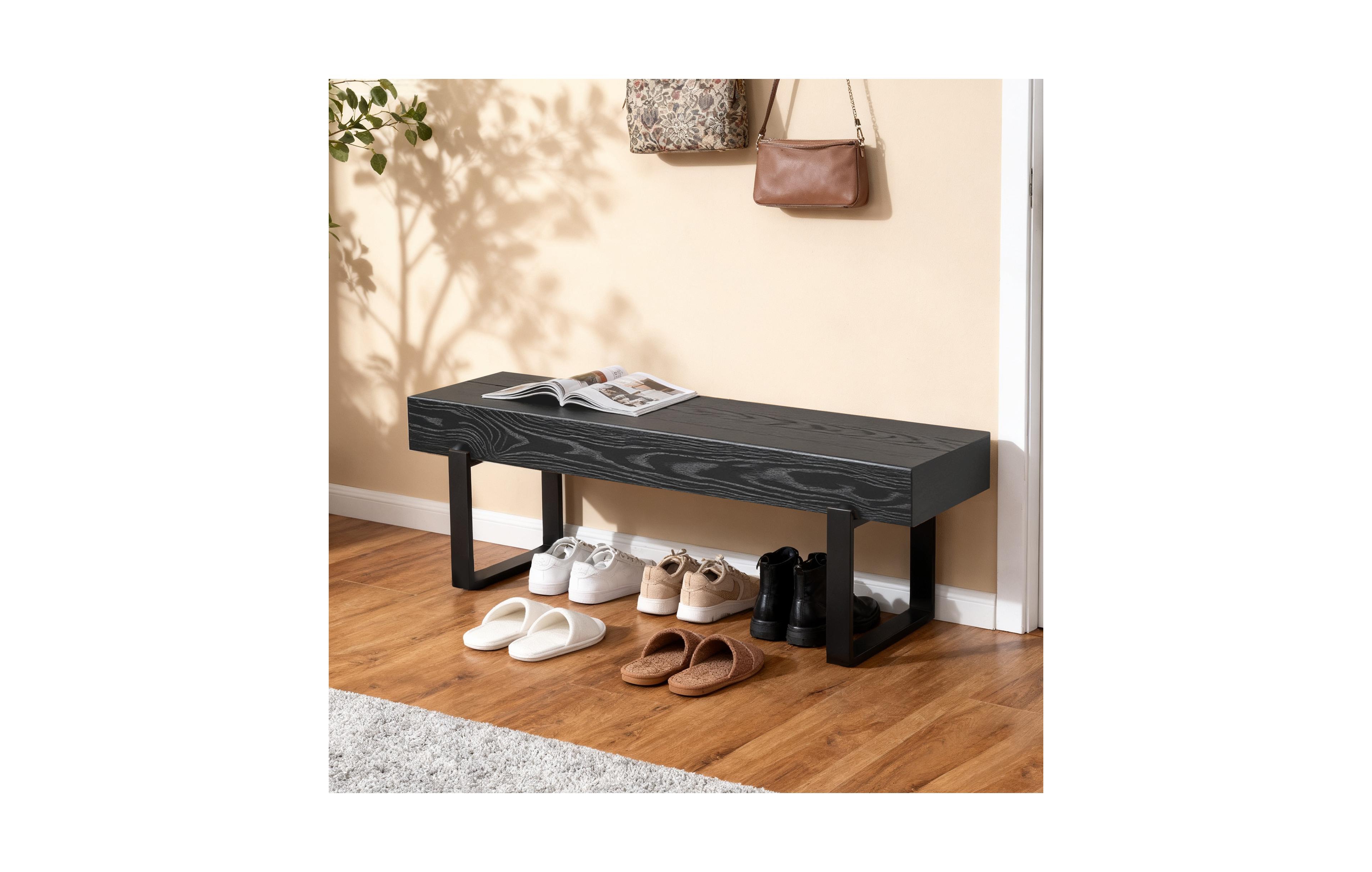 Rainsken Wooden Ottoman Bench, Farmhouse Bench for Living Room, Entryway Benches, Kitchen Table Bench