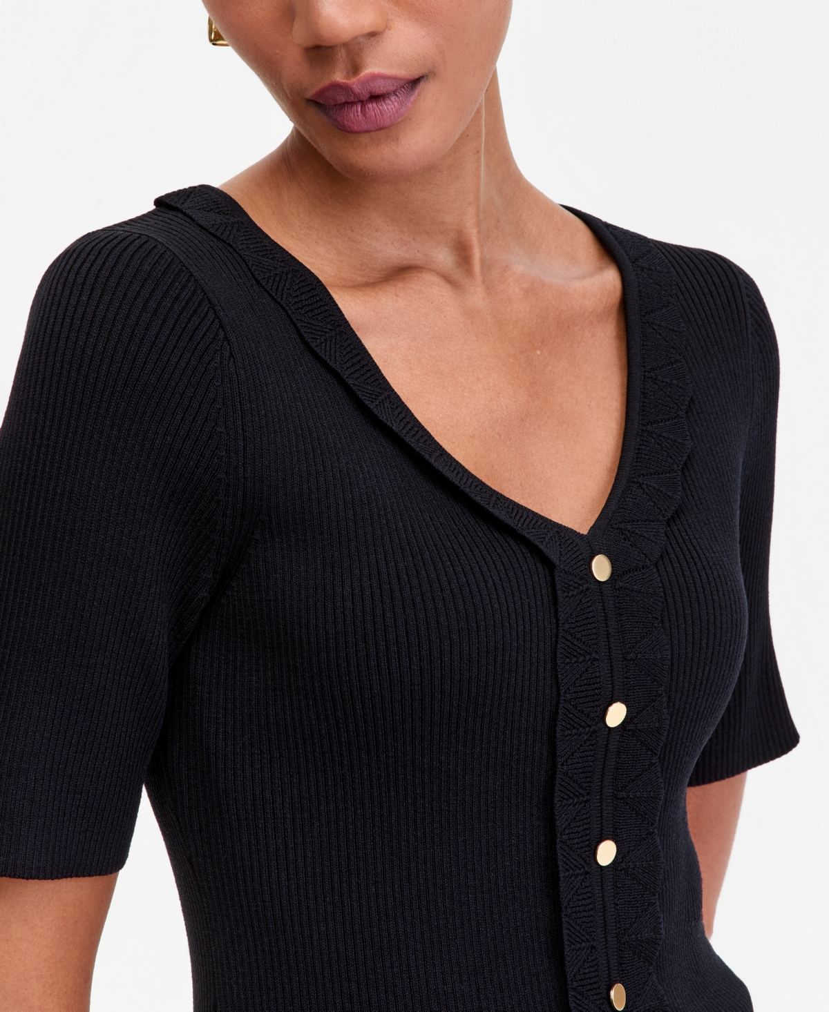 I.n.c. International Concepts Women's Short Sleeve V-Neck Cardigan