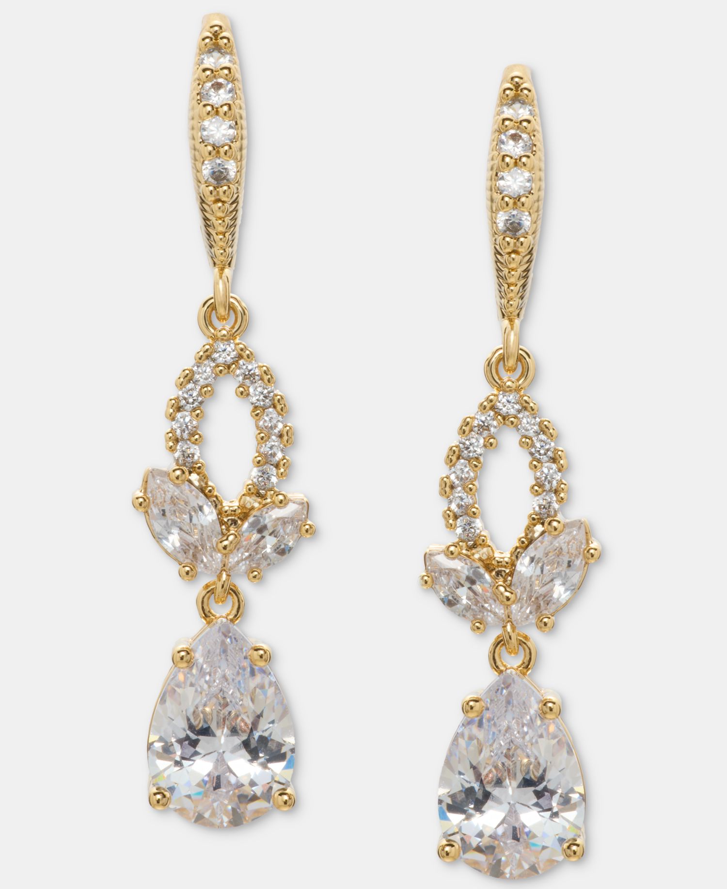 Cubic Zirconia Double Drop Earrings