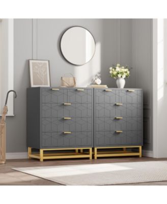5 Drawer Dresser Metal Base Modern for Living Room and Closet
