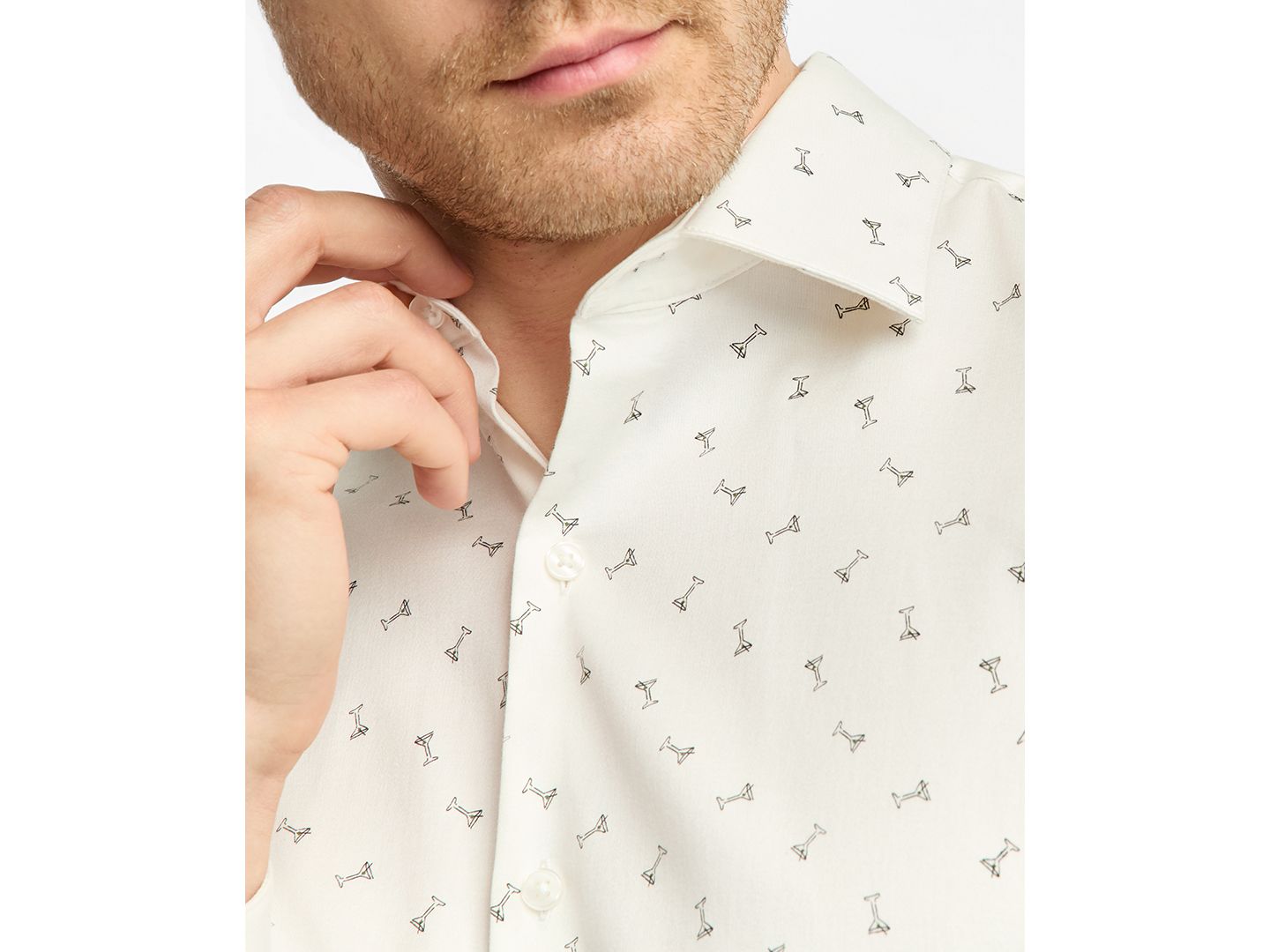Мужская рубашка Bar III Slim-Fit Martini Dress Shirt, цвет: Экрю — фото 4
