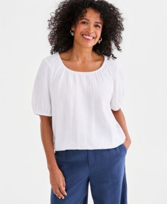 Women's Cotton Gauze Bubble Top