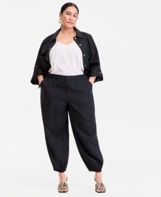 Plus Size High-Rise Balloon-Leg Pants