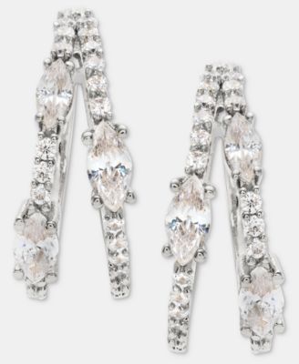 Cubic Zirconia Split Hoop Earrings 