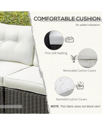 2 Piece Patio Wicker Corner Sofa Set, Outdoor PE Rattan Furniture, with Curved Armrests and Padded Cushions for Balcony, Garden, or Lawn, Lawn, Beige