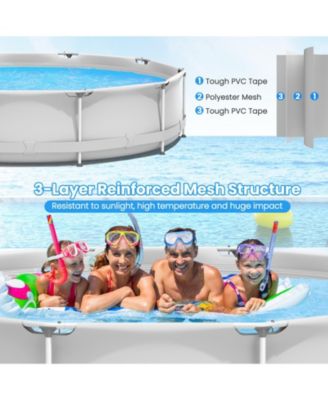 Round Above Ground Swimming Pool with Cover in Gray