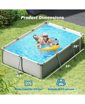 Above Ground Family Swimming Pool with Metal Frame 10 ft