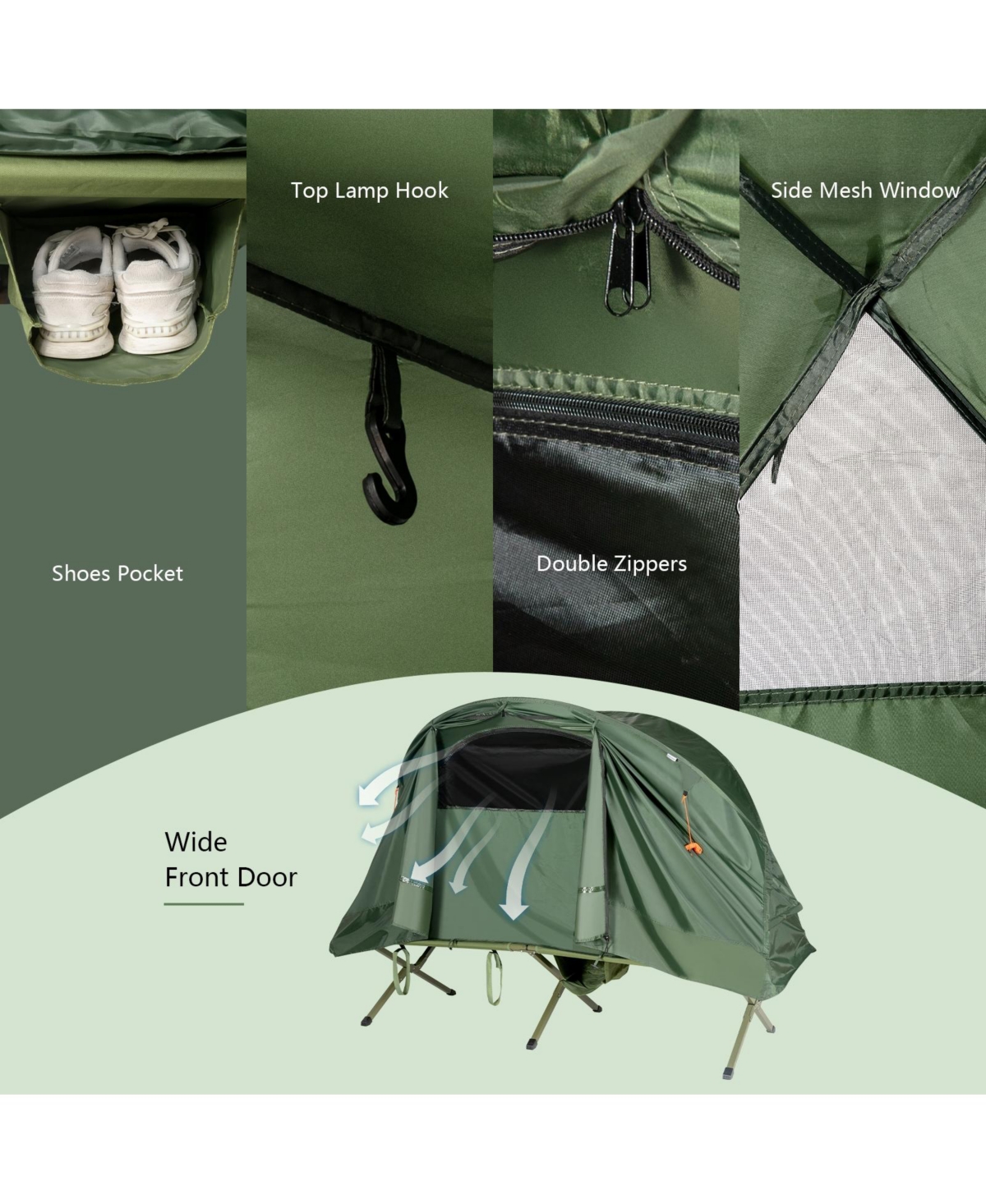 Sugift Elevated Compact Cot Tent Set with External Rain Cover