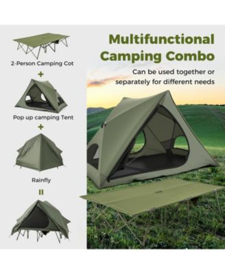 Foldable Two Person Camping Cot Tent with Wheeled Carry Bag