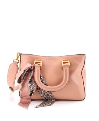 Small FF Handle Tote Leather