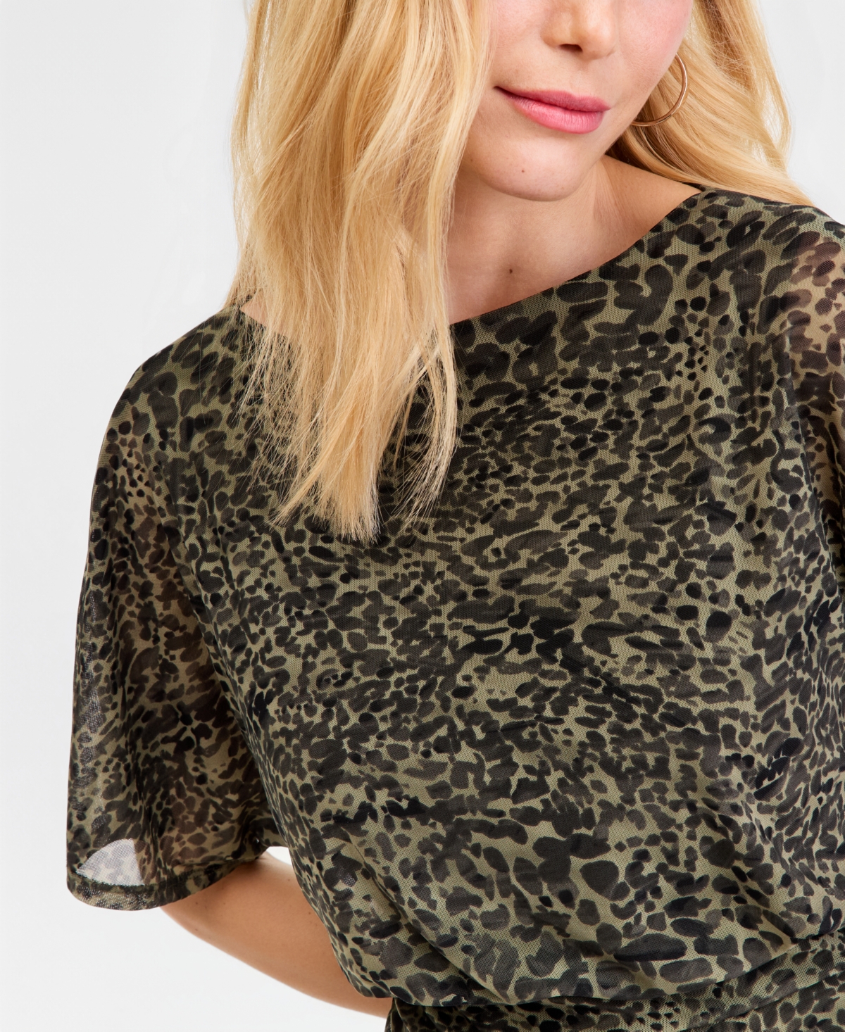I.n.c. International Concepts Women's Elbow-Sleeve Printed Mesh Midi Dress, Macy's Exclusive