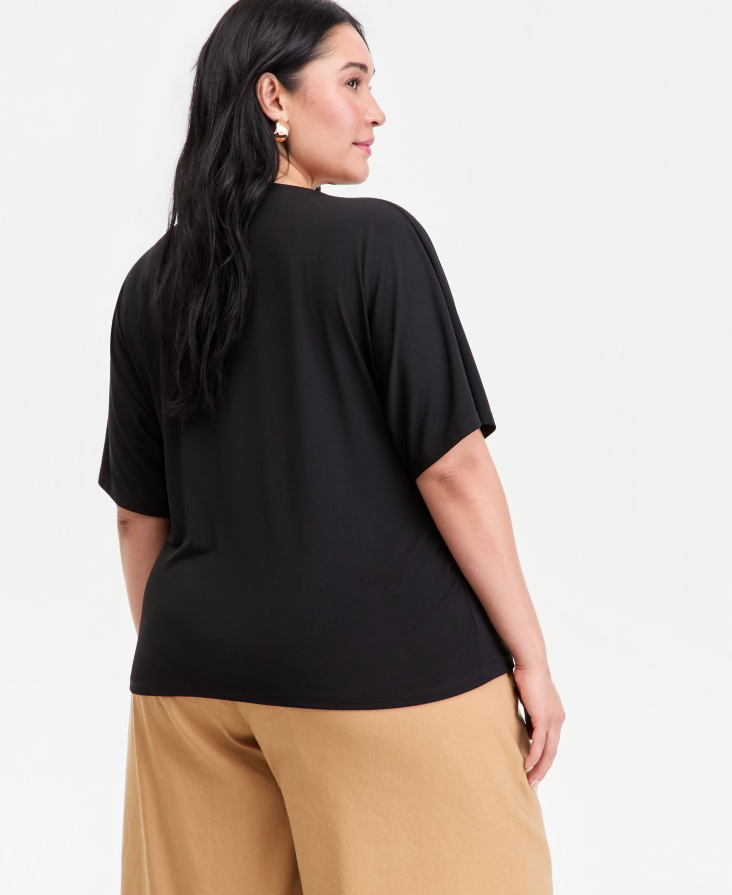 Plus Size Ruched-Side Short-Sleeve Top