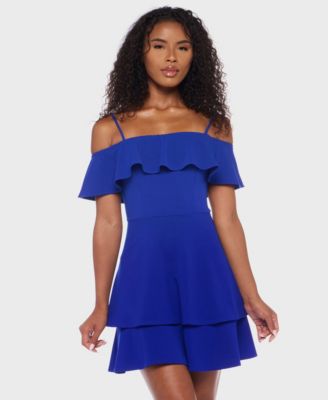 Juniors' Ruffled Off-The-Shoulder Dress