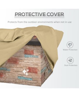 32" Square Propane Gas Fire Pit Table w/ Cover and Lava Rocks,