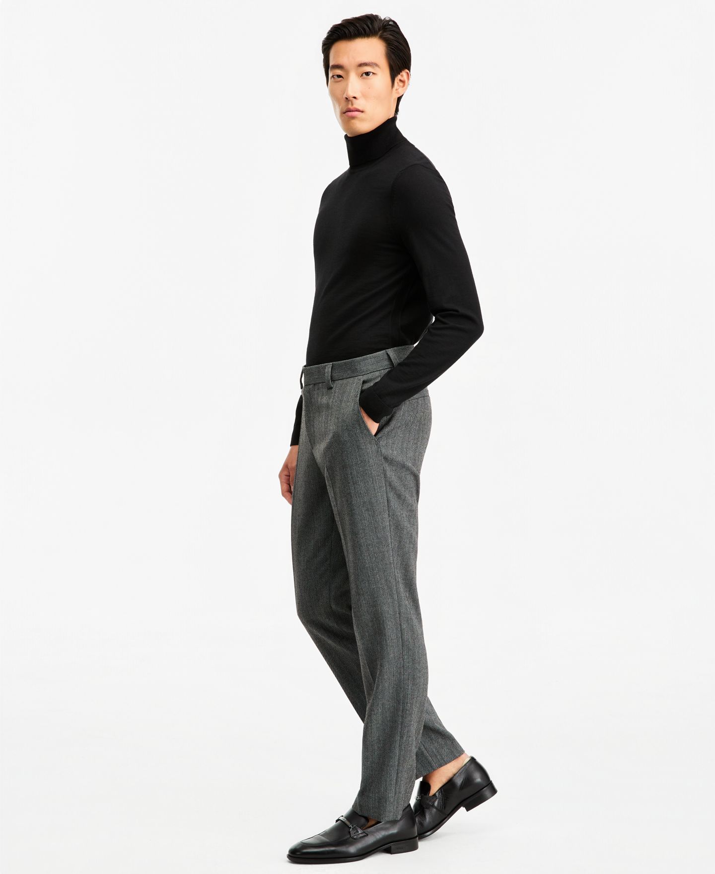Мужской пиджак Hugo Boss Modern-Fit Herringbone Suit, цвет: Тёмный серый — фото 4