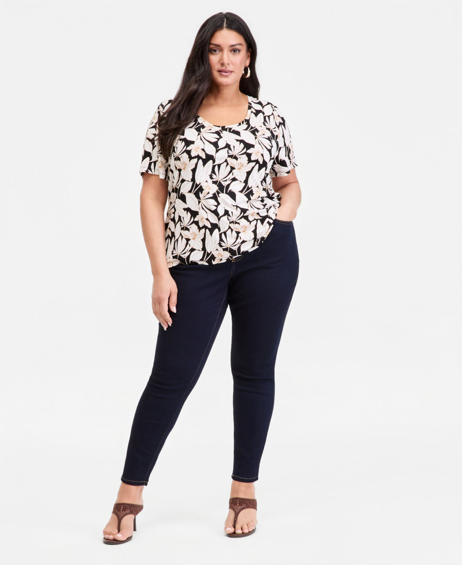 Plus Size Printed Short-Sleeve Top