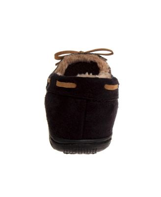 Big Boys Moccasins Slippers Classic Fuzzy Lining Cozy Indoor/Outdoor Sole SlipOn Comfort (Little / Kid)