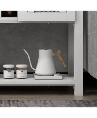 Farmhouse Coffee Bar Cabinet, Sliding Barn Door, Wine Storage, Stemware Rack, Buffets for Kitchen, Dining, Living Room