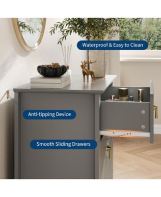 27.5" Modern Nightstand with 3 Drawers, Strong Wood Bedside Table, Metal Handle, Anti-Tip, Bedroom or Living Room