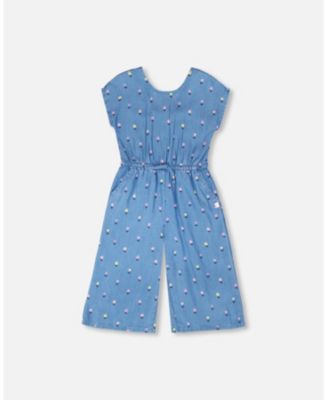 Little Girls 4–16 Chambray Floral-Print Jumpsuit