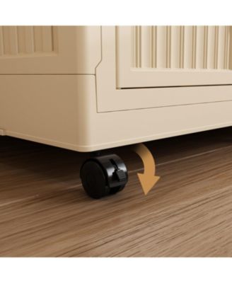 Portable Wardrobe Closet with 9 Magnetic Doors, 2 Hanging Rods & 6 Hangers