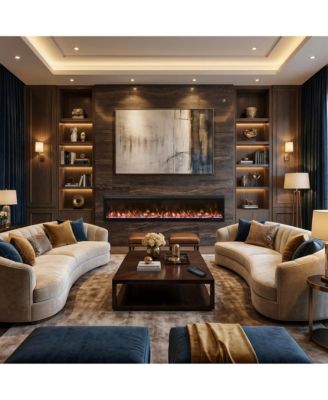 Linear Recessed-in Electric Fireplace with Remote Control, Adjustable Heat and Timer