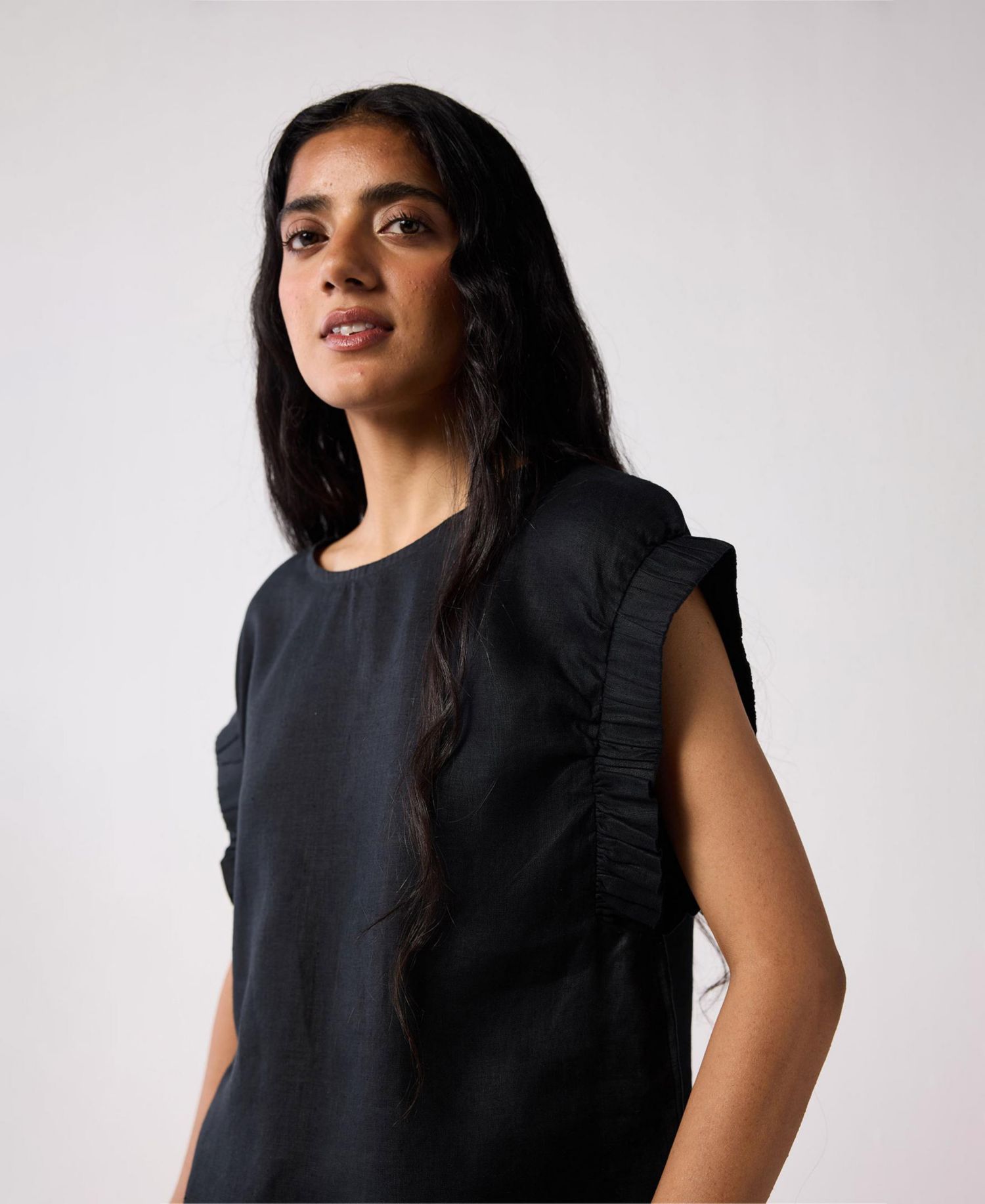 Women's Hemp Top with Gathered Sleeve