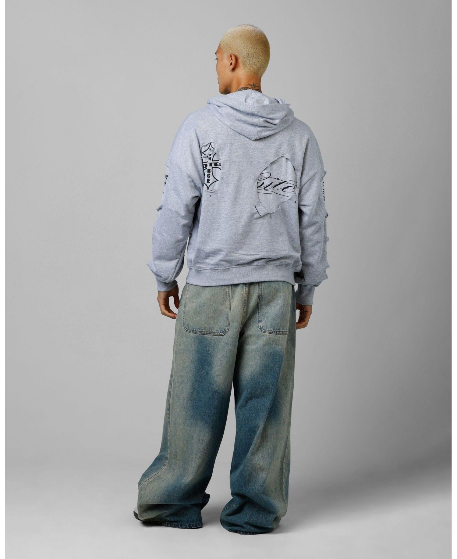 Men's Destruction Hoodie - Grey M