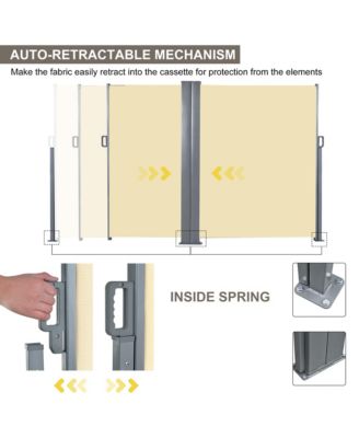 Double Retractable Patio Side Awning w/ UV-Resist Screen