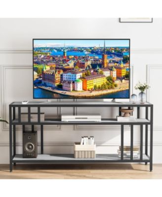65" TV Stand for TVs up to 75", Entertainment Center with Shelves, Quadruple-Tube Support for Living Room