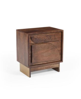 Elegant Modern Wooden Nightstand with 1 Drawers Walnut Finish Bedside Table for Bedroom Living Room