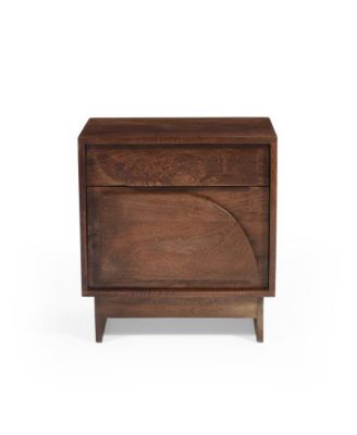 Elegant Modern Wooden Nightstand with 1 Drawers Walnut Finish Bedside Table for Bedroom Living Room