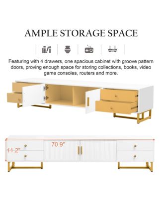 Modern TV Stand for TVs up to 75'', Entertainment Center Media Console Table with 4-Drawer and 2 Cabinets for Living Room