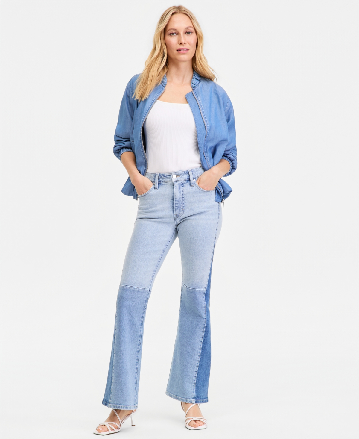 I.n.c. International Concepts Women's Colorblocked High Rise Flare Jeans, Macy's Exclusive