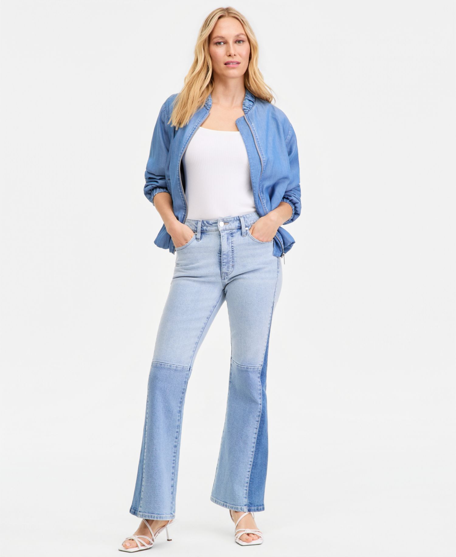 Women's Colorblocked High-Rise Flare Jeans