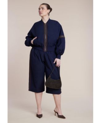 Women's Plus Size Nylon Side Stripe Culotte