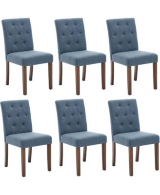 Parsons Button Tufted Dining Chairs Set of 6, Upholstered Fabric Kitchen Chairs with Wood Legs and Padded Seats, Living Room Kitchen Furniture