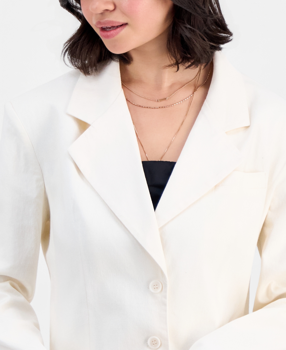 Bar Iii Women's Oversized Linen-Blend Blazer, Macy's Exclusive