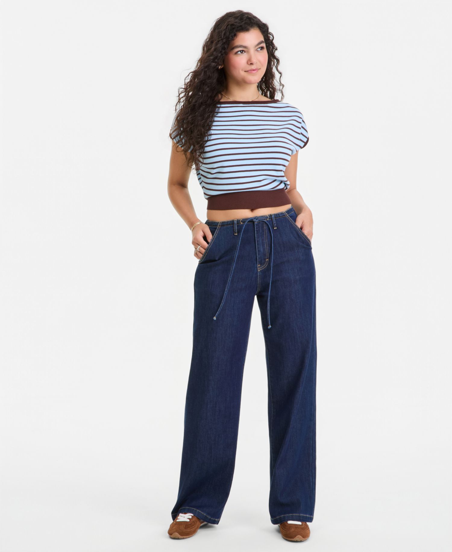 Juniors' Boat-Neck Cap-Sleeve Sweater