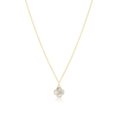 Mother of Pearl Lucky Clover Necklace 14K Gold