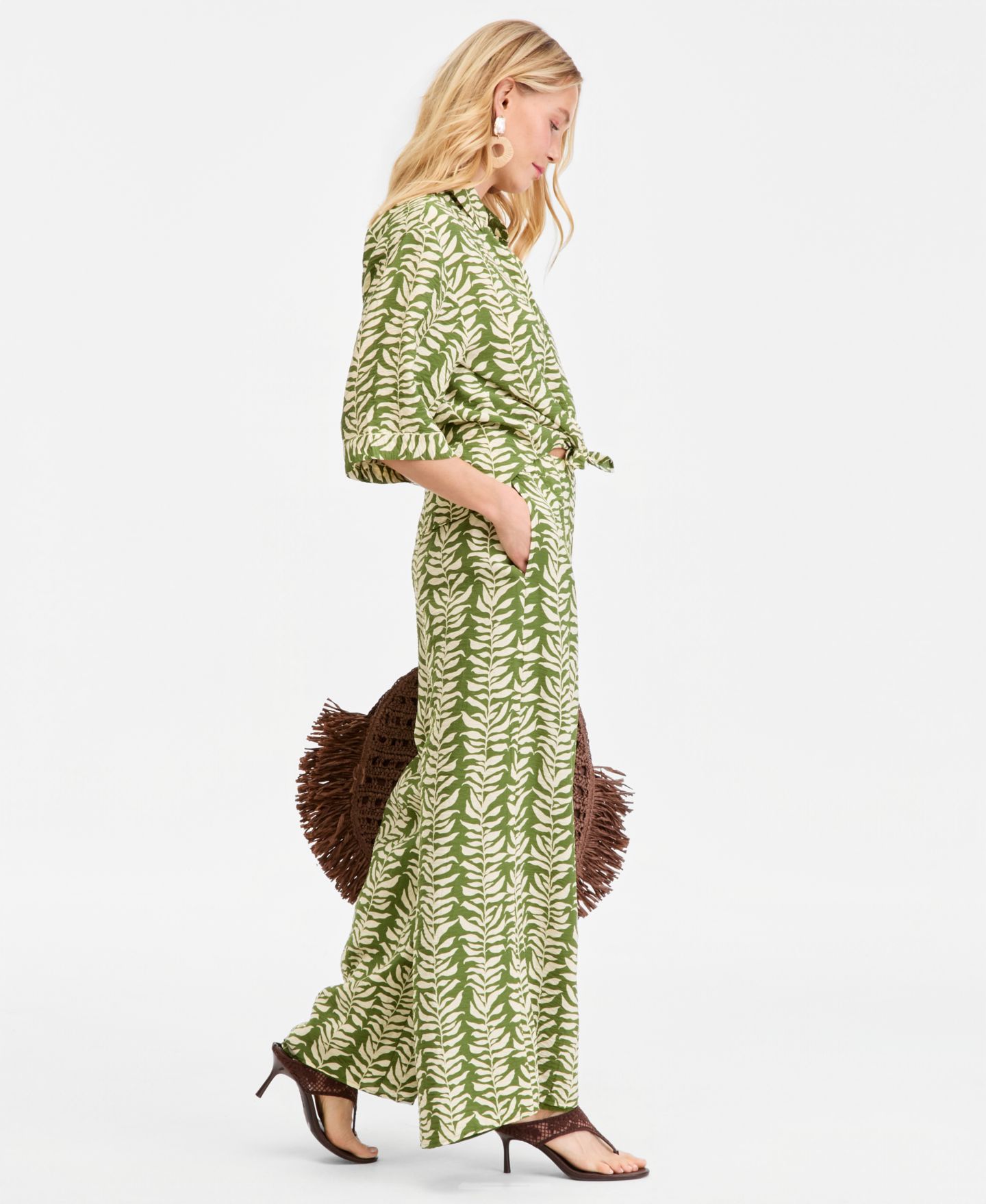 Женские брюки I.N.C. International Concepts Printed Wide-Leg, цвет: Lina Palms — фото 4