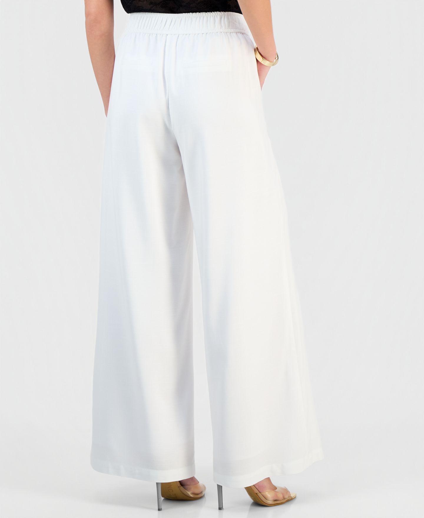 Женские брюки I.N.C. International Concepts Petite Pleated Pull-On Wide-Leg, цвет: Яркий белый — фото 2