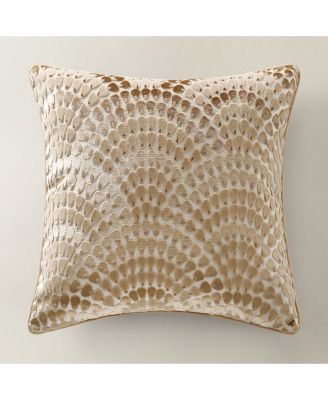 Deco Velvet Fan Pillow 22" - Gold/Blush
