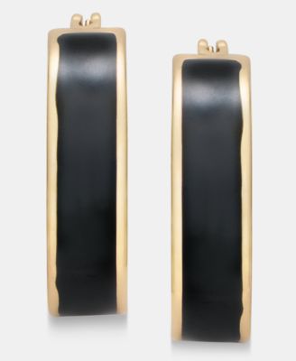 Karl Lagerfeld Paris Color Oval Hoop Earrings - Black 28$