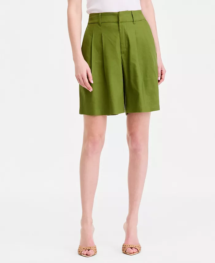 Women's High-Rise Linen Bermuda Shorts - thumbnail 2