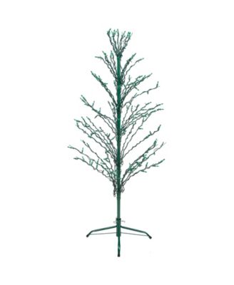 4' Green Lighted Christmas Cascade Twig Tree Outdoor Decoration - Green Lights