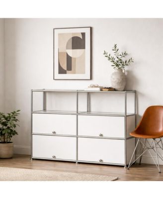 2-Tier Modular Metal Sideboard Storage Cabinet with Drawers