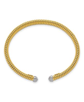 18k Yellow, White or Rose Gold Italian 0.17cttw Diamond Tubogas Cuff Bangle Bracelet