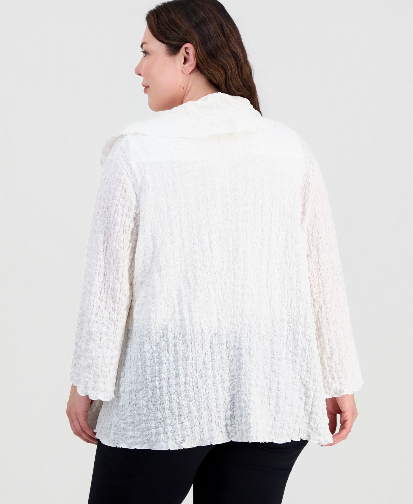 Женская куртка Kasper Plus Size Textured Open-Front, цвет: Ванильный ледяной — фото 4